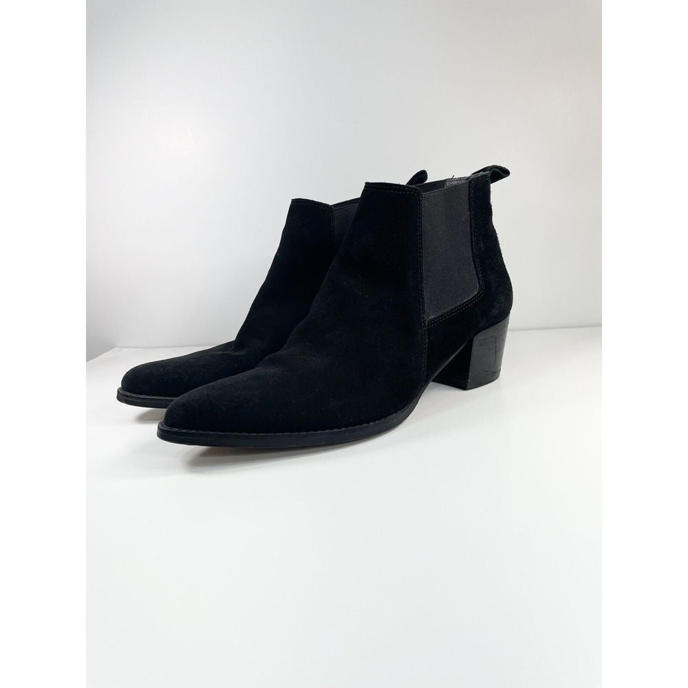 Kenneth Cole Womens Black Russie Leather Short Boots Size 9.5 Western Style